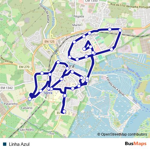 Linha Azul bus Line Map