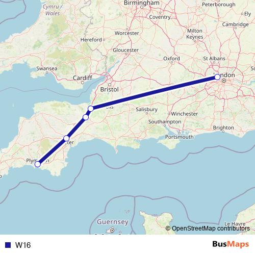 W16 bus Line Map