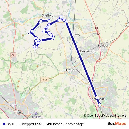 W16 bus Line Map