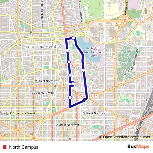 North Campus bus Line Map