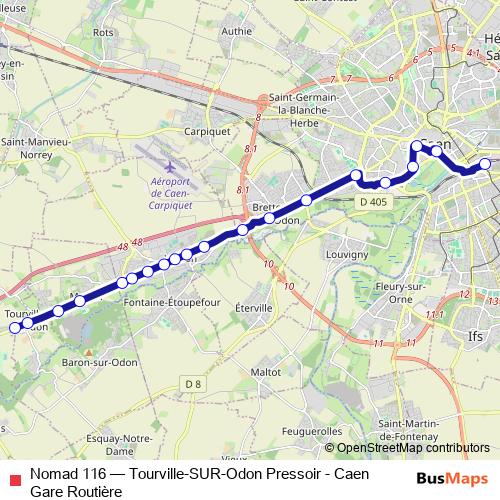 Nomad 116 bus Line Map