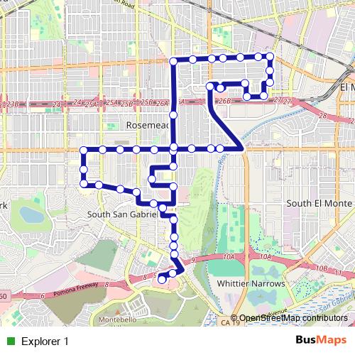 Explorer 1 bus Line Map
