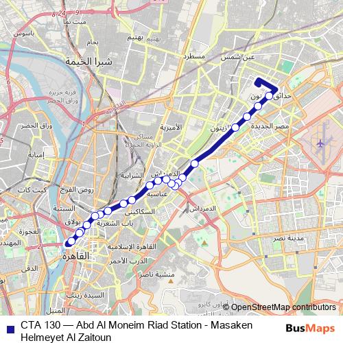 CTA 130 bus Line Map