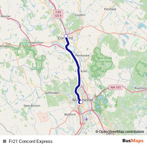 Fr21 Concord Express bus Line Map