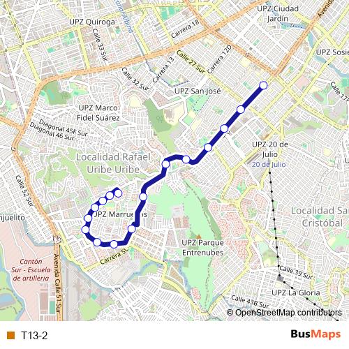 T13-2 bus Line Map