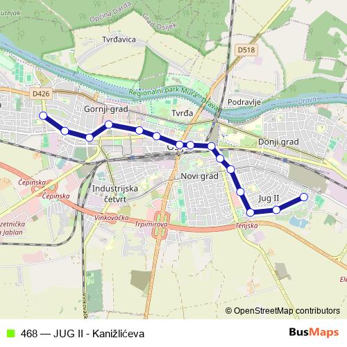468 bus Line Map