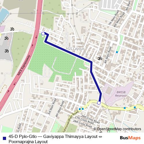 45-D Pplo-Gtlo bus Line Map