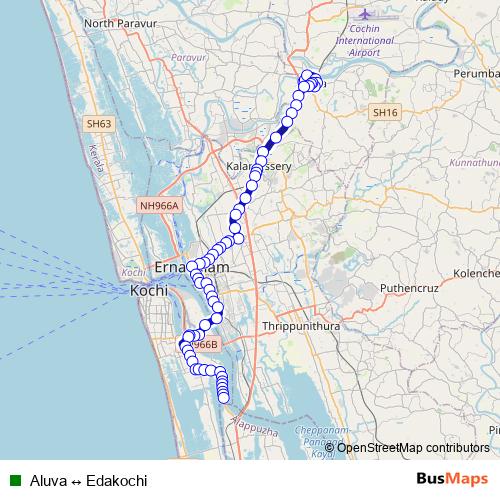 Aluva ↔ Edakochi bus Line Map