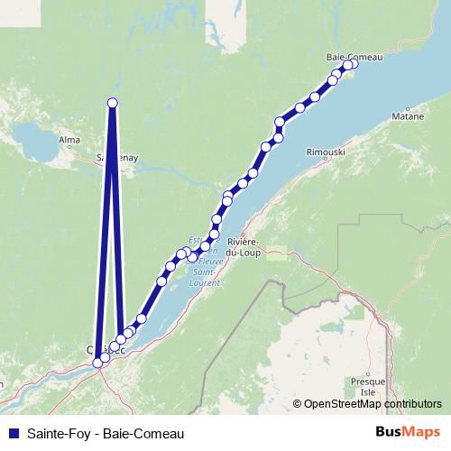Sainte-Foy - Baie-Comeau bus Line Map
