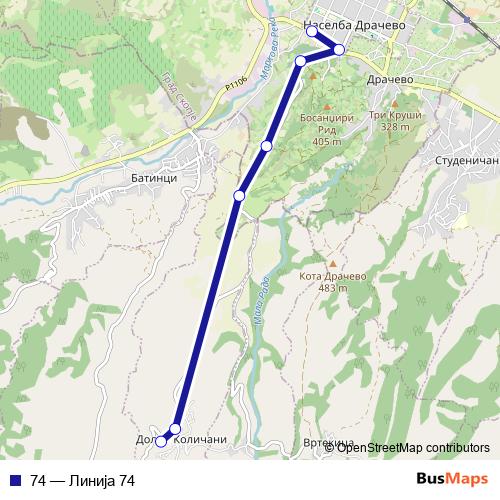 74 bus Line Map