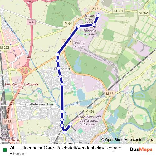 74 bus Line Map