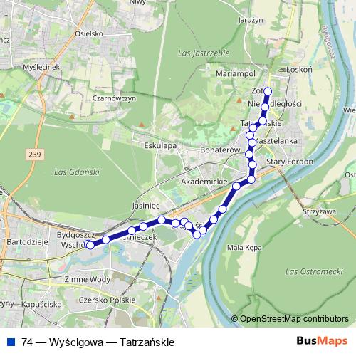 74 bus Line Map
