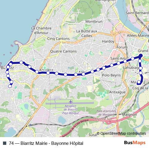 74 bus Line Map