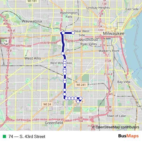 74 bus Line Map