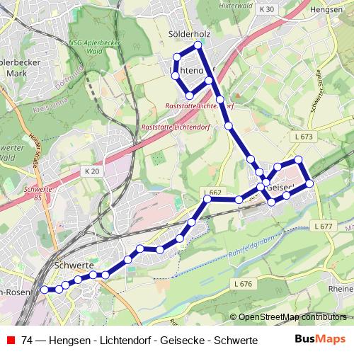 74 bus Line Map
