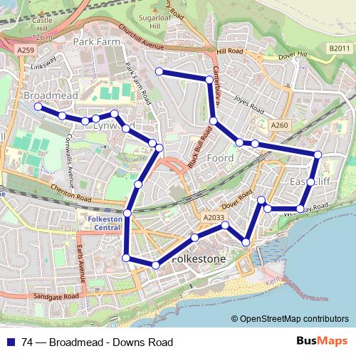 74 bus Line Map