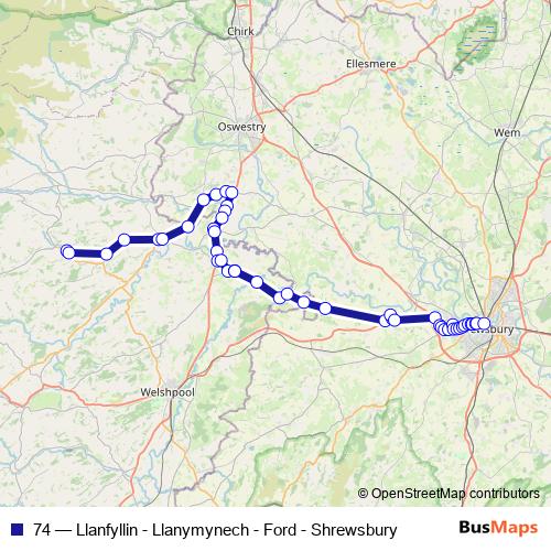 74 bus Line Map