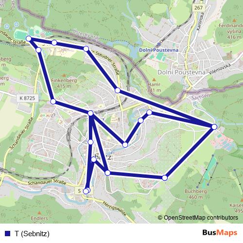 T (Sebnitz) bus Line Map