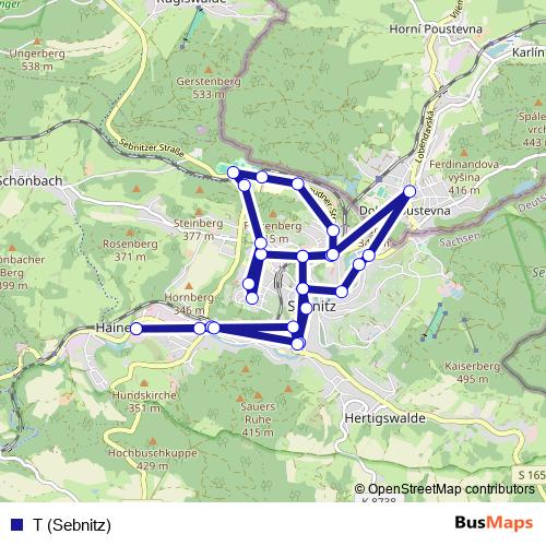 T (Sebnitz) bus Line Map