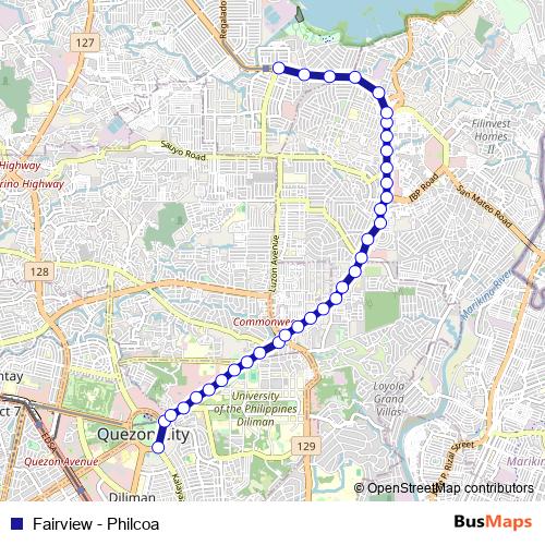 Fairview - Philcoa bus Line Map