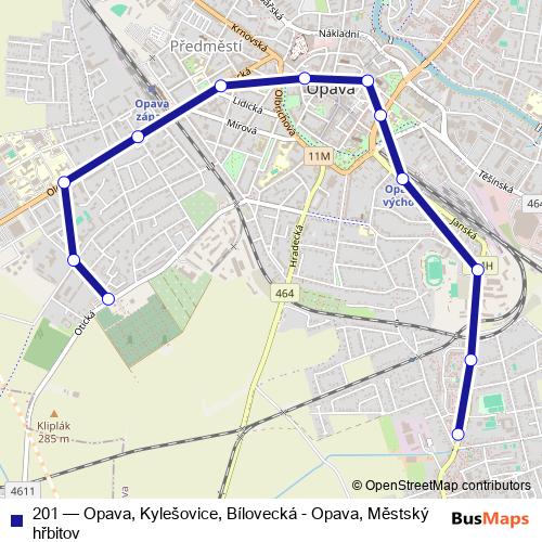 201 trolleybus Line Map