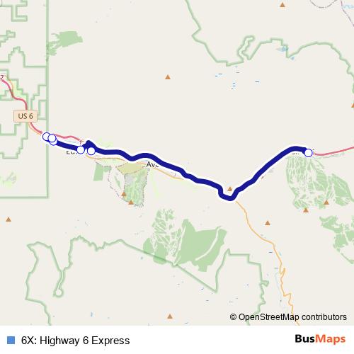 6X: Highway 6 Express bus Line Map