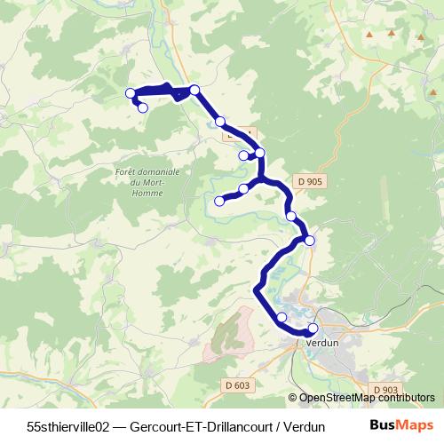 55sthierville02 bus Line Map