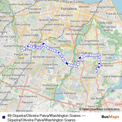 49-Siqueira/Oliveira Paiva/Washington Soares bus Line Map