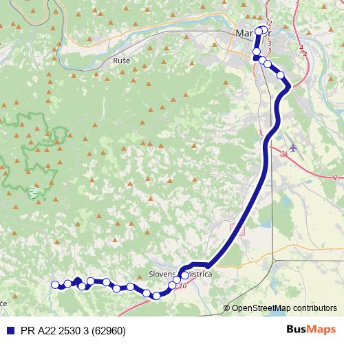 PR A22 2530 3 (62960) bus Line Map