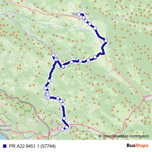 PR A22 8451 1 (57744) bus Line Map