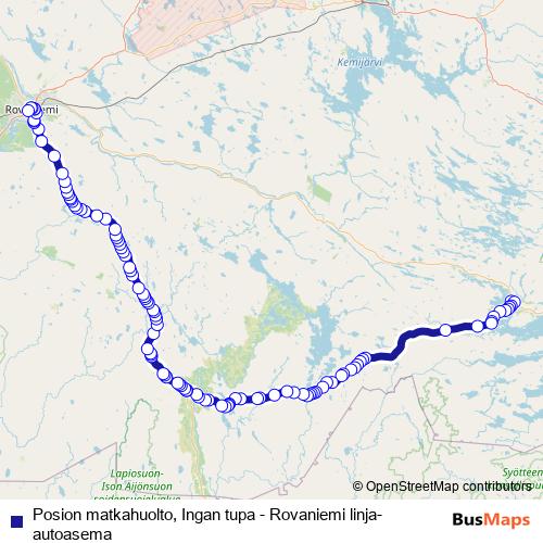 Posion matkahuolto, Ingan tupa - Rovaniemi linja-autoasema bus Line Map