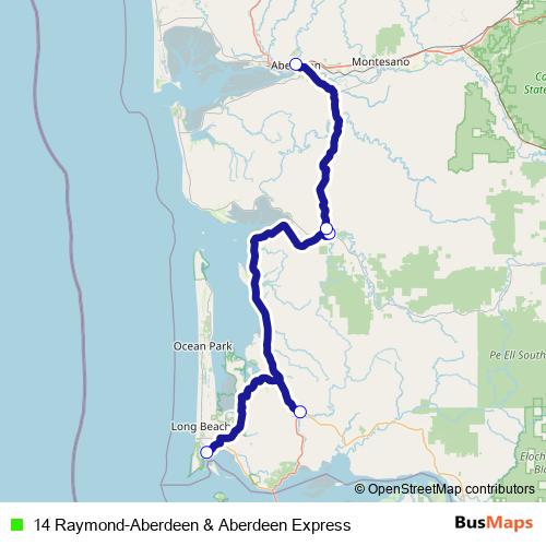 14 Raymond-Aberdeen & Aberdeen Express bus Line Map