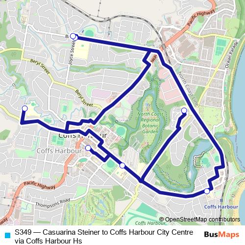 S349 bus Line Map