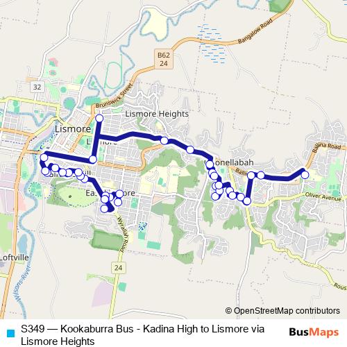 S349 bus Line Map