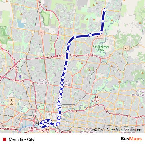 Mernda - City metro Line Map