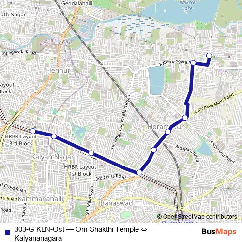 303-G KLN-Ost bus Line Map