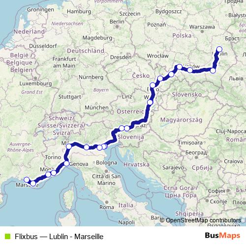 Flixbus bus Line Map