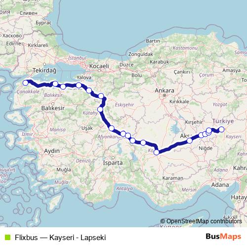 Flixbus bus Line Map