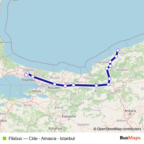 Flixbus bus Line Map
