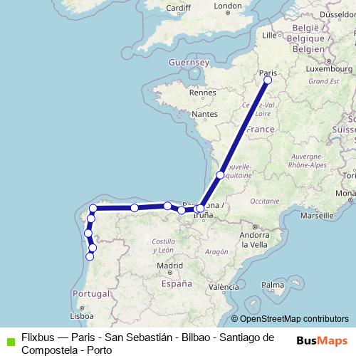 Flixbus bus Line Map