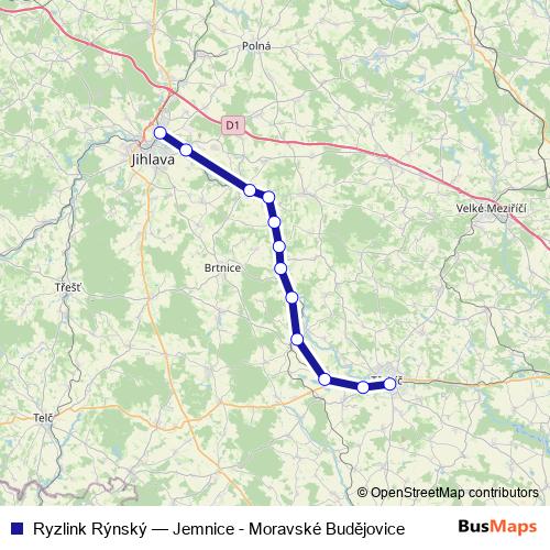 Ryzlink Rýnský rail Line Map