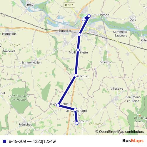 9-19-209 bus Line Map