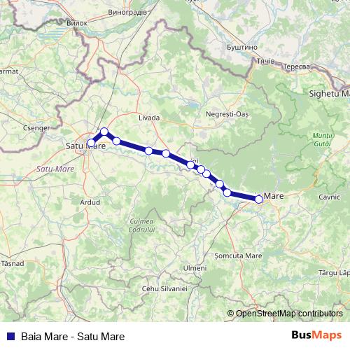 Baia Mare - Satu Mare rail Line Map