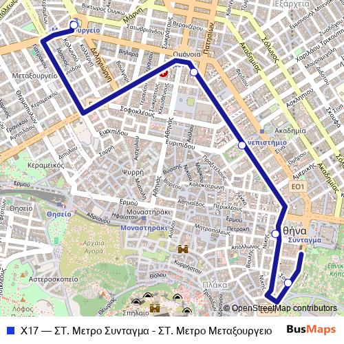 Χ17 bus Line Map