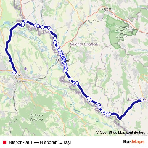 Nispor.-Iași bus Line Map