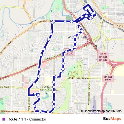 Route 7 1 1 - Connector bus Line Map