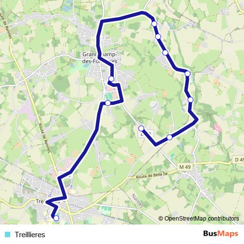 Treillieres bus Line Map