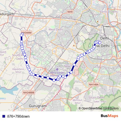 876+790down bus Line Map