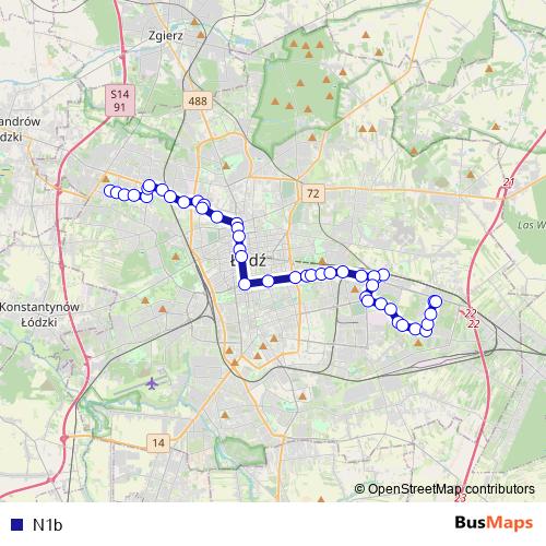 N1b bus Line Map