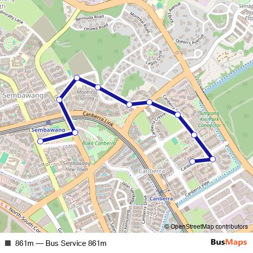 861m bus Line Map